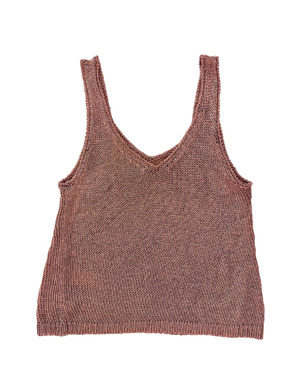 TOPSHOP Rose Gold Metallic Crochet Knit Scoop Neck Tank Top Size 4